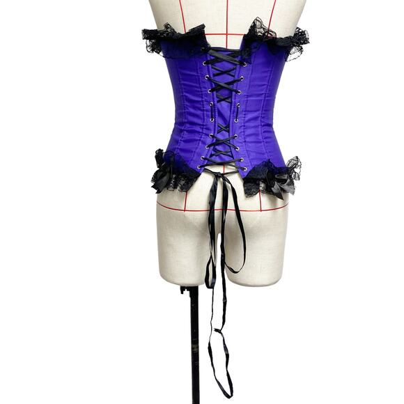 Alivila Womens Size M Purple Black Lace Trim Corset - Picture 5 of 8